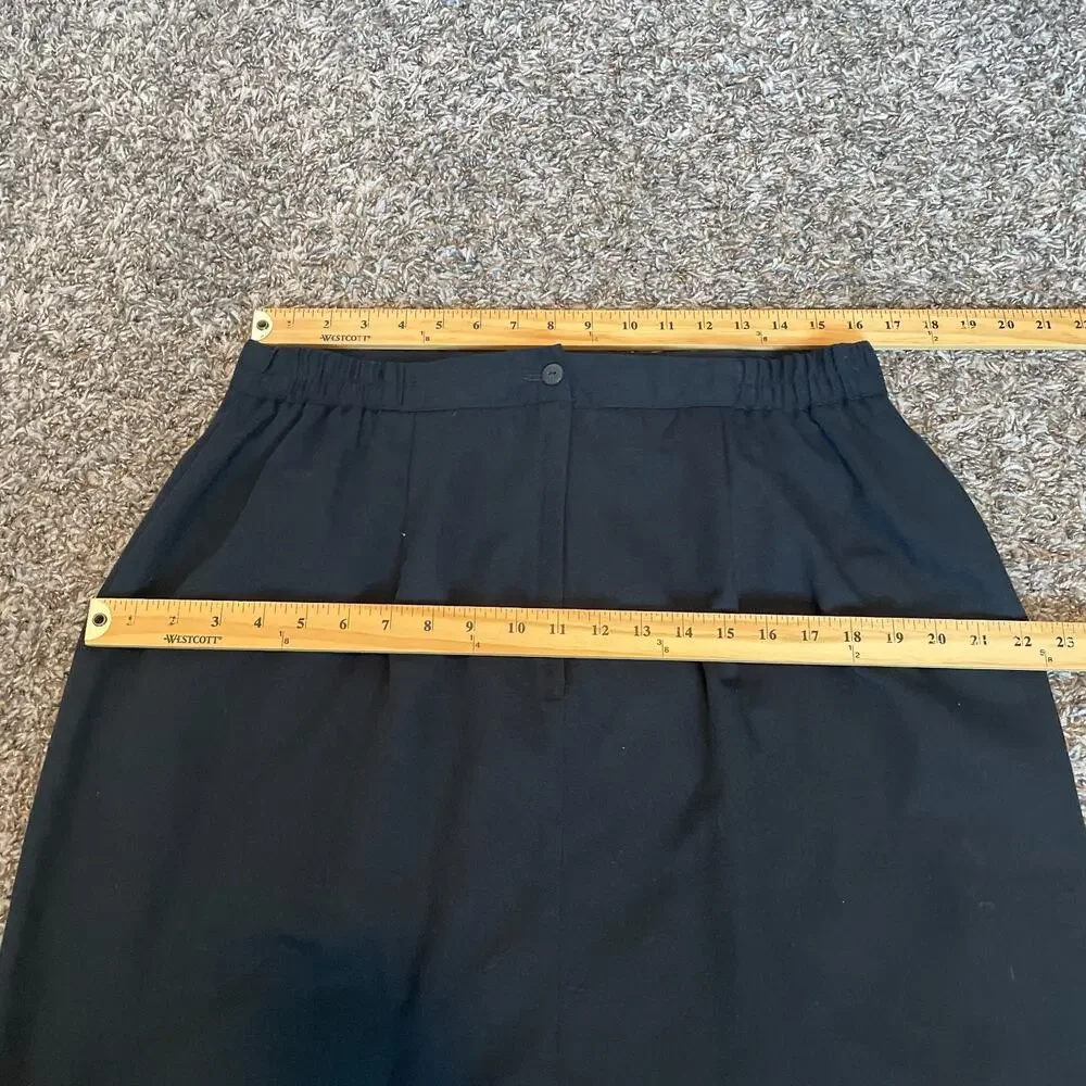 Vintage Pencil Skirt Plus SIze 18W Black Solid Minimal Career Office Academia